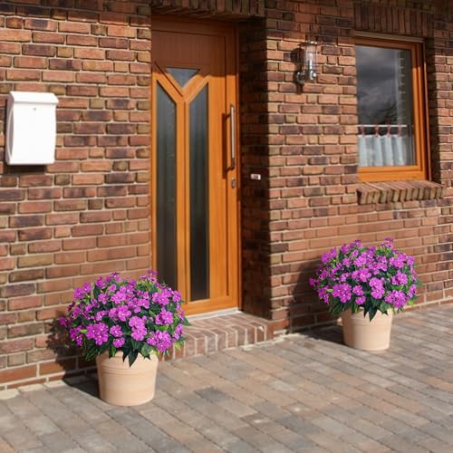 Fake Flowers Artificial Flowers for Outdoor，Artificial Impatiens Bouquet Flowers for Outdoors，Spring Flowers Artificial Impatiens Outdoor Silk Fake Flowers Indoor Decor 4PCS(Purple) - color: Purple-4