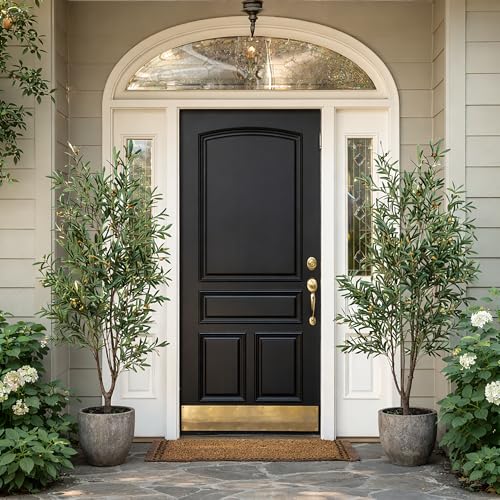 2-Pack Real Touch Faux Olive Tree with 1390 Leaves & 86 Olives, Indoor Potted Fake Plants, Nearly Natural Artificial Plants for Mediterranean Home Decor (Green, 6ft Olive) - size: 6ft Olive