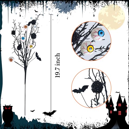 3PCS Halloween Decoration Pumpkin Artificial Floral Picks, Eyes Halloween Branches Decorations for Vase Home Indoor Party Décor - color: Eyes 3pcs