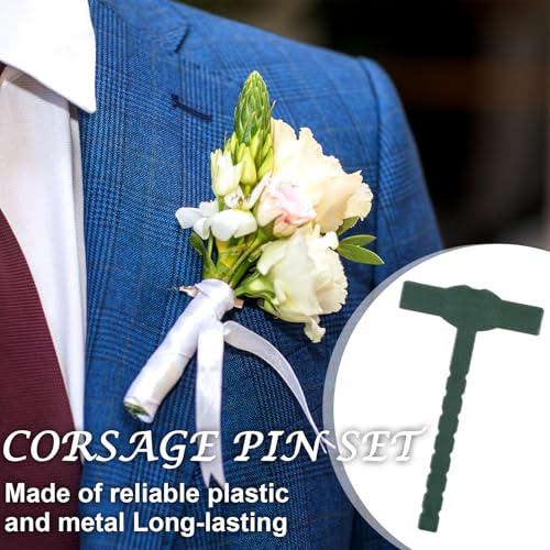 Boutonniere Safety Pins, Plastic Corsage Pins Safety Clips for Bride Groom, Tiny Boutonniere Brooch Supplies - color: Green-50pcs