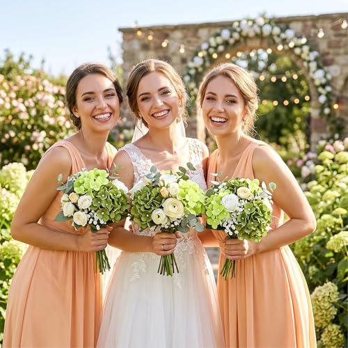 Auihiay 64Pcs Hydrangea Artificial Flowers Bulk, Faux Hydrangea Flowers Heads with Stems for Spring Wedding Garden Kitchen Counter Housewarming Home Party Decor(Mixed Green) - color: Mixed Green