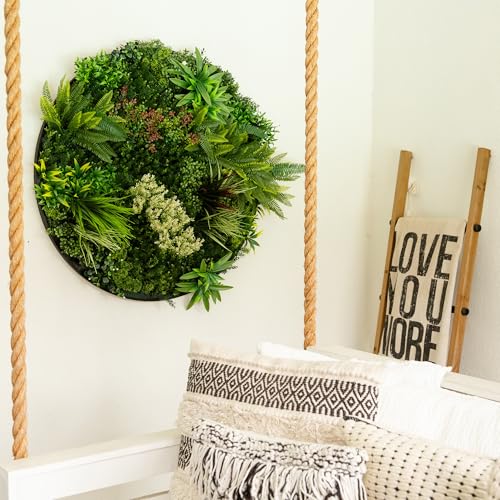 Nearly Natural 38in. Amazon Rainforest Artificial Living Wall Panel - UV Resistant, Indoor/Outdoor Greenery in Black Aluminum Frame, Easy to Hang - Ideal for Home, Office, Events