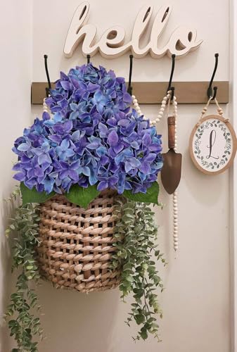 Artificial Hydrangea Flowers Real Touch Faux Hydrangeas Flower 7 Inch Large Hydrangea Heads with Unique Petal Shape, 23.6" Long Blue Hydrangeas Stems for Vase Wedding Home Table Centerpiece Decor - color: Deluge