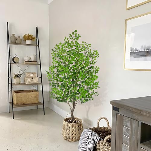 4 Ft Artificial Tree in Pot, Realistic Faux Foliage with UV Resistant Leaves, Easy Assembly for Corner Floor Farmhouse Home Decor - color: Green-4ft