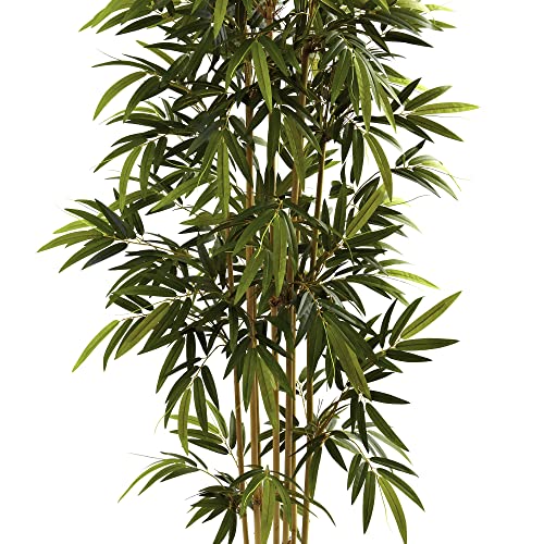 Nearly Natural 6ft Artificial Bamboo Tree for Indoor Home Décor, Fake Bamboo Floor Plant with Natural Trunks and Over 1,000 Realistic Leaves in Black Nursery Planter