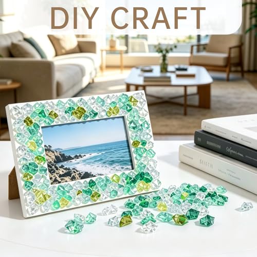 500 Pcs Fake Ice,11 * 14mm,Green Series Acrylic Gems Vase Filler,Plastic Diamonds for Table Decoration DIY Craft Aquarium Display Party Centerpieces. - color: Green Series, size: 11MMx14MM