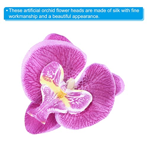 PATIKIL 7cm/2.8" Artificial Orchid Flower Heads, 20 Pack Silk Phalaenopsis Fake Butterfly Orchid Heads for Wedding Floral Bouquet Decor DIY Craft Making, Dark Purple - color: Dark Purple, size: 2.8"