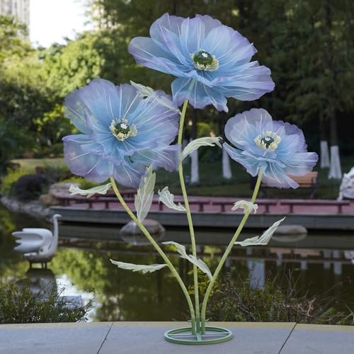 Giant Artificial Flowers for Decoration with Stand,Extra-Large Gradient Blue to Purple Faux Bloom Display for Wedding Decor,Event Backdrops, Storefront Styling & Home Interior Decoration - color: Blue to Purple Gradient