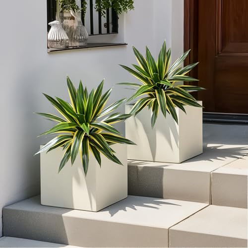 Artificial Agave Plant Fake Agave Planters for Indoor Outdoor Faux Agave Plants Real Touch Realistic Greenery for Home Living Room Office Bathroom Garden Front Porch Patio Decor (17inch-2 Pcs Yellow) - size: 17inch-2 Pcs Yellow