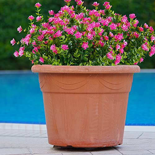 6 Bundles Artificial Flowers, Fake Artificial Greenery UV Resistant No Fade Faux Plastic Plants for Wedding Bridle Bouquet Indoor Outdoor Home Garden Kitchen Office Table Vase(Pink) - color: Pink