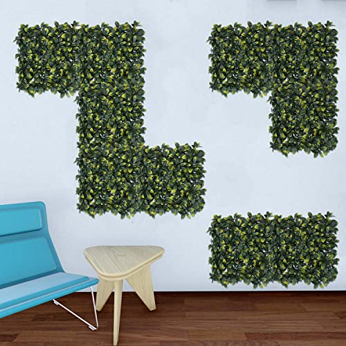 E&K 20" x 20" Artificial Plant Fence Panel Faux Leaves Grass Wall Privacy Screen Panel Decorative for Indoor Outdoor (Laurel, 6 Pcs) - color: Laurel - 01