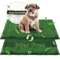 HQ4US 4LEGS Artificial Grass, Dog Pee Grass Pads for Dogs Potty, 2PCS Odor Free Fake Grass for Dogs Small 22" x 14" with Countless Drainage Holes, Dog Potty Grass Hemmed Edge Realistic - size: S - 22'' x14'' for Dog＜ 19" Length