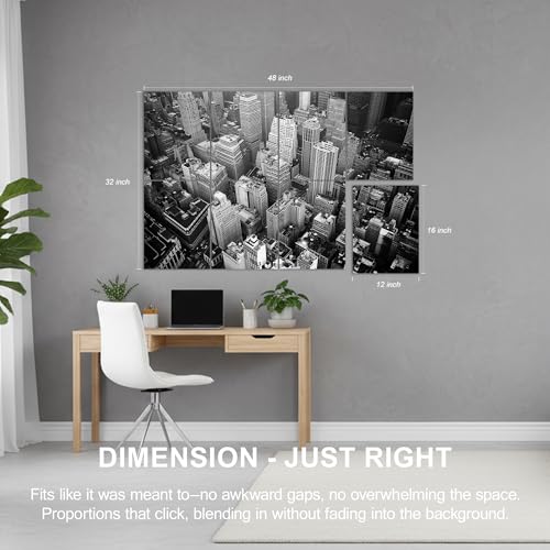 Mollywell Art Acoustic Panels, 48x32 in, City Skyline | Self-Adhesive, Reduces Echo, Sound Absorbing, Modern Art Wall Decor, Living Room, Studio, Bedroom, Office - color: City Skyline, size: 8 Pack Art