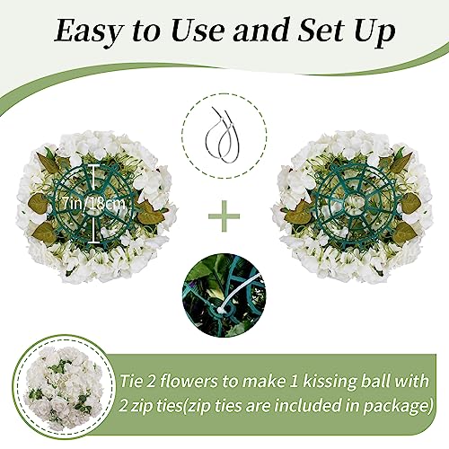 BLOSMON Artificial Flower Balls Wedding Centerpieces 6 Pcs 14.2" Large White Fake Flowers Rose Hydrangea Ball Arrangement Center Pieces for Table Silk Floral Bouquet for Wedding Party Home Decor - color: White, size: Diam 14.2" - 6 Pcs