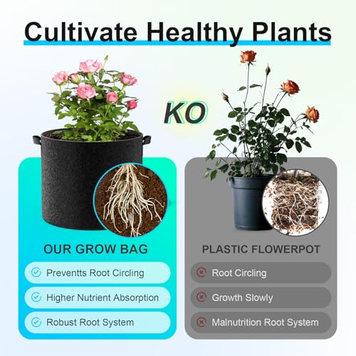 Land Guard 4-Pack Fabric Grow Bags 10 Gallon, Thickened Nonwoven Garden Pots, Growing Bags with Handles, Black - size: 10 Gallon