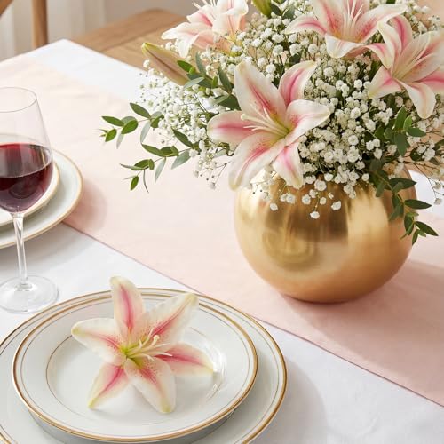 Suncalla 30 Pack Large Artificial Lilies Flower Heads with Realistic Stamens 5.9" Faux Fake Lily Flower Heads Bulk for DIY Crafts Cake Wedding Bridal Wreaths Table Home Party Decor(Dark Bean Paste) - color: Dark Bean Paste