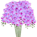 M METERXITY 6-Pack Artificial Orchid Flowers 9 Large Petals 37 Inch Faux Phalaenopsis Silk Bouquets Real Touch Blue Purple Fake Orchids for Home/Wedding/Christmas/Party/Garden Office - color: Blue Purple