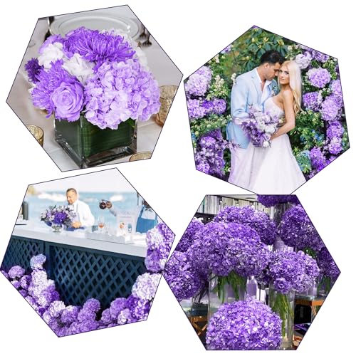 Coferset 5pcs Hydrangea Artificial Flowers Real Touch 20 inch Lifelike Hydrangea Flower for Home Wedding Office Party Living Room Decoration (Purple#2) - color: Purple#2