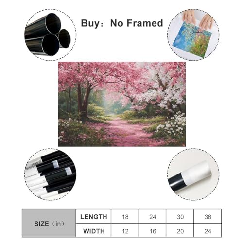 Beautiful Cherry Blossom Trees In Full Bloom, With Pink Petals Covering The Ground Suitable for Wall Art Decoration Room Decoration Home Decoration Bedroom Decoration - Versatile Home Decor 12x08inch( - color: Unframe-style, size: 12x08inch(30x20cm)