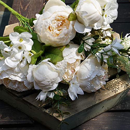 FiveSeasonStuff Vintage Artificial Peonies Silk Peony Flowers and Hydrangeas for Wedding Bridal Home Décor – Beautiful Floral Centerpiece Arrangement Decoration with 2 Bouquets (Chestnut Beige) - color: Chestnut Beige