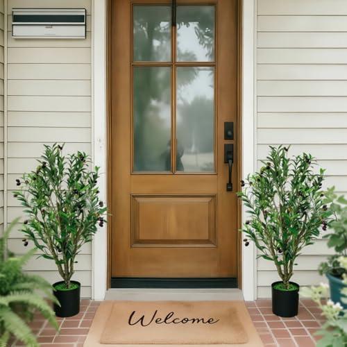 Artificial Olive Tree Plant, 37" Indoor Outdoor Fake Olive Potted Tree Faux Greenery Plant with Lifelike Fruits for Home Living Room Kitchen Ooffice Porch Front Door Cafe Garden Decor - color: F-37in