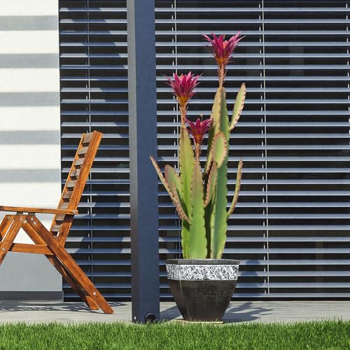 3ft Tall Artificial Cactus with Magenta Flower in Pot, Fake Cacti Plant of Satin Finish Leaves with Real Look, Outdoor & Indoor Faux Plants for Home Office Hotel Patio Balcony or Garden Decor - color: Red Flower, size: 36''