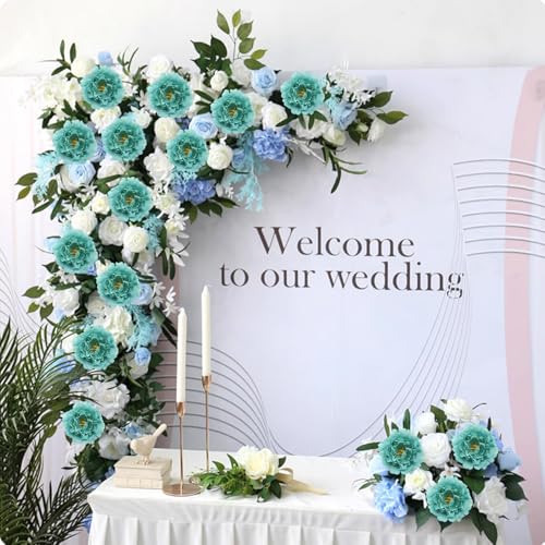 20 Pcs Artificial Flower Peonies, 5" Silk Fake Peonies with 6" Stems No Leaf, Faux Peonies Flowers for Decoration Wedding Home Party Centerpiece Decor Floral Art (Emerald Green) - color: Emerald Green