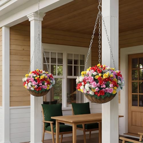 8 Bundles Artificial Roses, Realistic Silk Bouquet Flower(Mixed Color) | Fluffy and Vivid, Fade-resistant, Faux Rose Plants, for Front Door/Garden/Farmhouse/Home/Outdoor/Spring/Summer Decor - color: Mixed Color