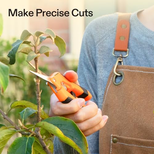 VIVOSUN 6.5 Inch Gardening Scissors Hand Pruner Pruning Shear with Straight Stainless Steel Blades Orange 1-Pack - style: Orange Straight Blade