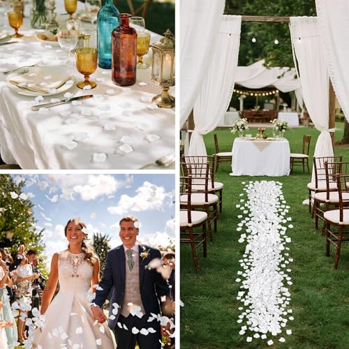 1000 Pcs Rose Petals Artificial Silk Flower Petals Romantic Decorations for Wedding Engagement Birthday Event Anniversary Party Backdrop Supplies White - color: White