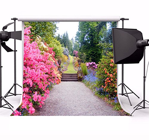 AOFOTO 8x8ft Beautiful Spring Blossom Flower Photography Backdrop Garden Landscape Background Outdoor Vintage Park Manor Scenery Wedding Photo Studio Props Woman Lady Girl Artistic Portrait Wallpaper - size: 8x8ft