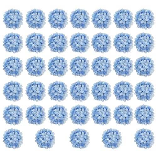 Blue Hydrangea Artificial Flowers Bulk, 40 Pcs Faux Hydrangea Flowers Heads, Artificial Fake Silk Hydrangea Flowers with Stems, Blue Flowers Artificial for Decoration Wedding Décor - color: Light Blue, size: 40 Pcs