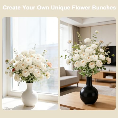 Artificial Silk Peony Fake Flowers,6PCS Artificial Faux Peonies Bulbs with 24 Silk Heads for Indoor Outdoor DIY Bouquets Wedding Centerpieces Home Decoration - color: Ivory
