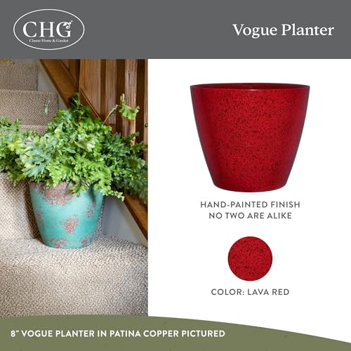 Classic Home and Garden by Growscape Vogue Planter Pots (8” Lava Red) - color: Lava Red