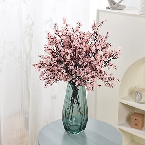 15PCS Artificial Baby Breath Flowers Fake Silk Real Touch DIY Floral Bouquets Decor Wedding Party Decoration Arrangements-Pink - color: 15pcs-pink