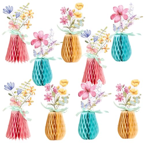 Hopecore 9 PCS Wildflowers Centerpieces Wildflowers Birthday Party Decorations Honeycomb Table Centerpieces Supplies for Home Wedding Baby Shower Decor - color: Wildflower