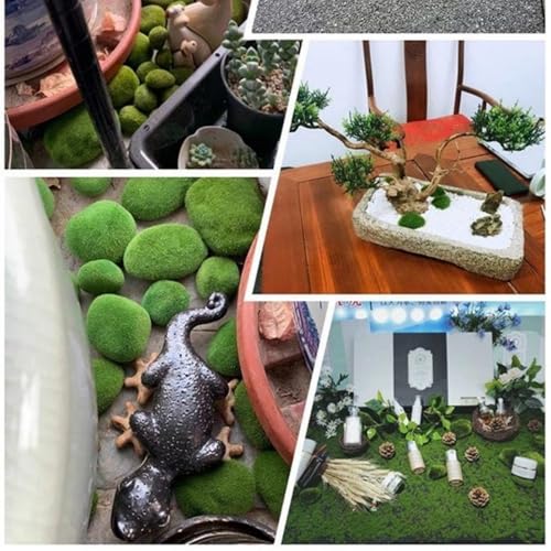 5 PCS Artificial Moss Rocks Decor - Green Moss-Covered Fake Stones | for Floral Arrangements/Gardens/Crafting