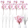 8 Pcs Artificial Cherry Blossom Branches Decor 15.7 Inch Artificial Cherry Flowers 4 Lifelike Curly Willow Branches for Home Indoor Decoration Vase DIY Wedding Table Centerpiece Decors Pink
