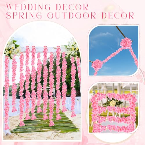 Nuenen 16 Pack 94.4ft Artificial Cherry Blossom Vines Cherry Blossom Flower Garland Hanging Silk Cute Room Decor for Japanese Kawaii Bedroom Party Wedding Spring Home Decorations (Peach Pink) - color: Peach Pink