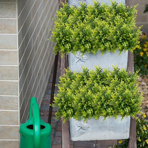 NETAP Outdoor Artificial Flowers UV Resistant, 20 Bundles Fake Realistic Floral Greenery Plants for Outside Porch, Window Boxes, Garden, Yard, Inside Home Table Decor, Green - color: Green