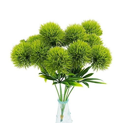 Uieke 10 Pcs Dandelion Artificial Flowers, Artificial Flowers for Decoration Fake Plants Bouquet Plastic Flowers for Home Decoration Wedding Decor Flower Arrangment Green - color: Green, size: 10PCS