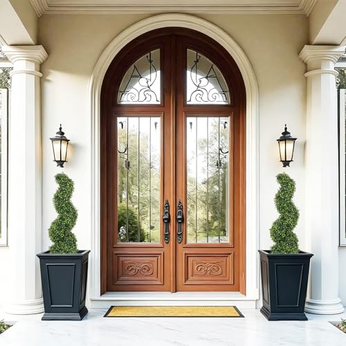 3ft Spiral Topiary Trees Artificial Outdoor Set of 2 – UV Resistant Faux Boxwood Plants for Outdoor Planters, Fake Bushes & Shrubs for Front Porch Outside Decor (3 Foot/36 Inch) - color: Light Green, size: 3ft