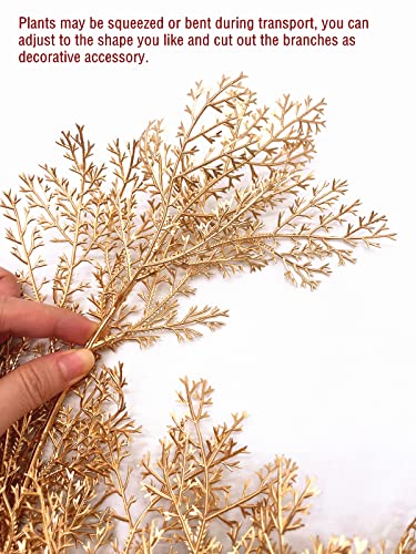 Christmas Decor Artificial Plants, PASYOU Gold Fake Antlers Plastic Grass Shrubs Leaves Indoor Outdoor Home Garden Party Hotel Verandah Wedding Event Faux DIY Decoration - 30 Inch Golden 2 Bunches - color: (Tall) Gold Antlers Grass - 2 Pack