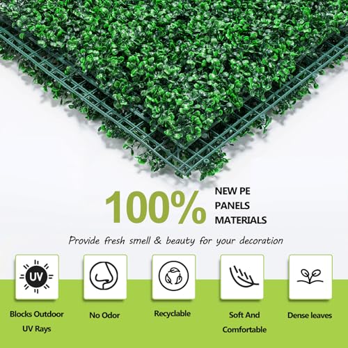 AOKIIE 20"x20" Artificial Grass Wall 12Pcs UV-Anti Boxwood for Outdoor | Grass Wall Panels UV-Anti & Weatherproof Boxwood Hedge, Privacy Greenery Screen for Outdoor Patio, Garden Fence Backdrop - size: 20X20 12PCS