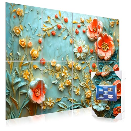 Mollywell Art Acoustic Panels, 48x32 in, Floral Harmony | Self-Adhesive, Reduces Echo, Sound Absorbing, Modern Art Wall Decor, Living Room, Studio, Bedroom, Office - color: Floral Harmony, size: 8 Pack Art