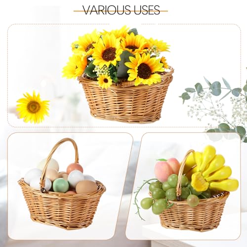 Barydat Small Wicker Basket with Handle Flower Girl Baskets Oval Willow Woven Braided Gift Basket for Weddings Picnic Baby Shower Home Garden Decor(6 Pcs,Khaki,9" x 7" x 4") - color: Khaki, size: 9" x 7" x 4"