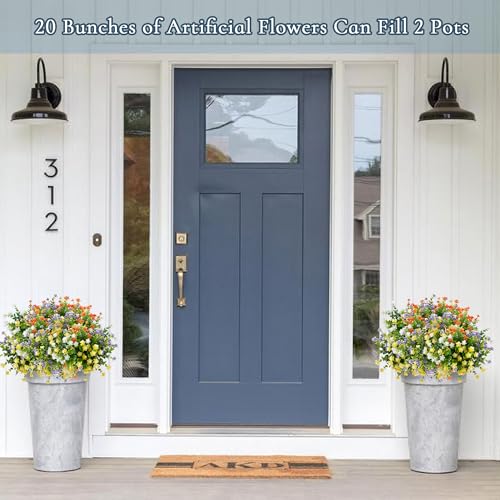 NETAP Outdoor Artificial Flowers UV Resistant, 20 Bundles Fake Realistic Floral Greenery Plants for Outside Porch, Window Boxes, Garden, Yard, Inside Home Table Decor, MixColorA - color: Mixcolora