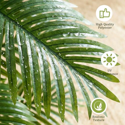 Artificial Palm Tree Plant 6FT Tall Fake Tropical Palm Tree in Pot, Real Bark Design Faux Areca Palm Tree for Home Office Living Room Bedroom Farmhouse Modern Indoor Outdoor Topiary Tree (18 Trunks) - size: 6ft