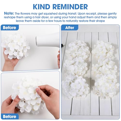 108PCS Hydrangea Artificial Flowers Silk Fake Flowers with Stems for Mother's Day, Home Wedding Decor, Party Table Centerpieces DIY Project and Bouquet Floral Garlands Decoration (Ivory) - color: Ivory