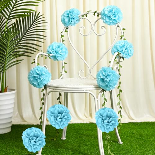 Blue Flower Garland for Backdrop - 2 Pcs Hanging Artificial Floral Garlands for Room Wall Table Home Decor, 8.2 Ft Faux Paper Flower Vines for Garden Wedding Arch Party Decoration - color: Blue